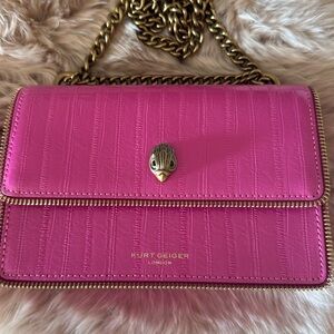 Kurt Geiger The shoreditch pink patented leather crossbody bag.